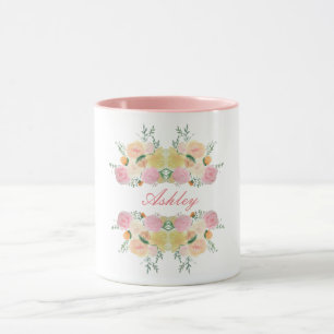 Mug Les roses floraux chics de pivoine ont
