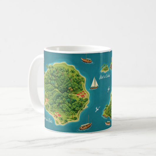 Mug Les Saintes – Illustrated Island Map (Devant gauche)