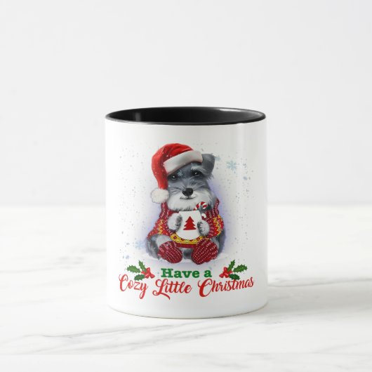 Mug Les Schnauzer De Miniature Gris Ont Un Noël Cosy (Centre)