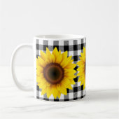 Mug Les tournesols en blanc noir En vichy (Gauche)