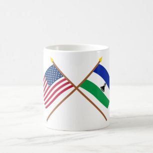 Mug Les USA et drapeaux croisés par Lesotho