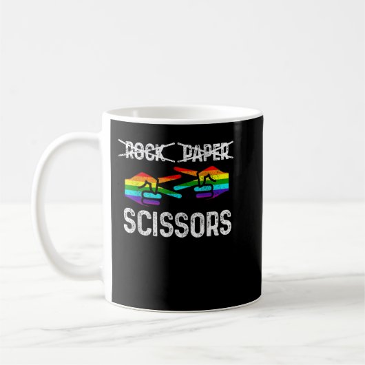 Mug Lesbian Pride Rock Paper Scissors Funny LGBTQ Rain (Gauche)