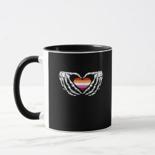 Mug Lesbian Pride Skeleton Halloween Wlw Goth Heart Cl