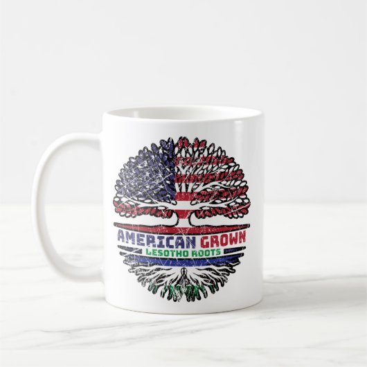 Mug Lesotho American États-Unis Tree Roots Flag (Gauche)