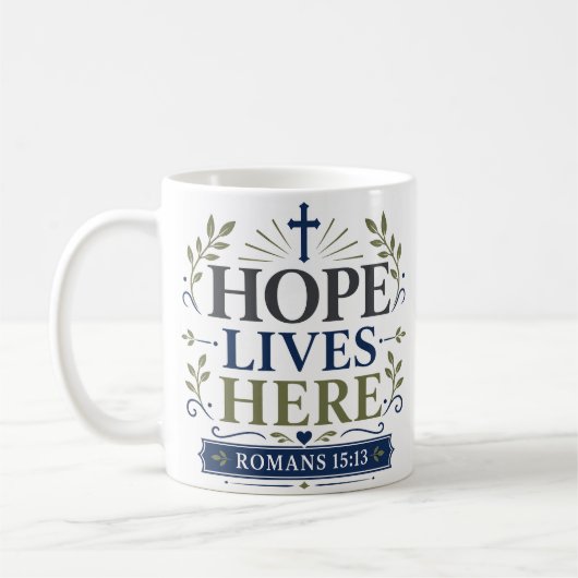 Mug L'espérance vit ici quotidiennement dévotion de fo (Gauche)