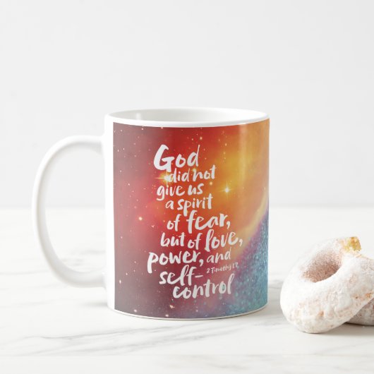 Mug L'Esprit d'Amour de DIEU - AUCUNE PEUR - 2 Timothé (Avec donut)