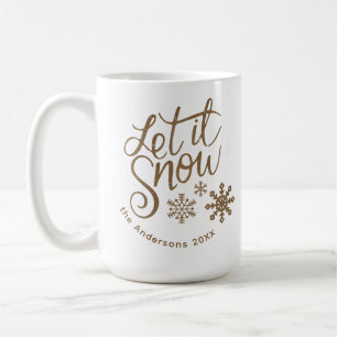 Mug "Let it Snow" Parties scintillant d'or de Noël
