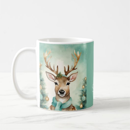 Mug "Let It Snow" Turquoise & Gold Cozy Christmas (Gauche)