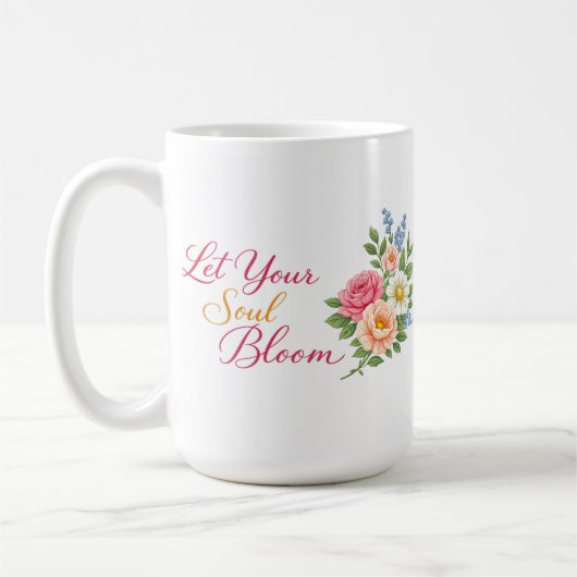 Mug Let Your Soul Bloom – Minimalist White Inspiration (Gauche)