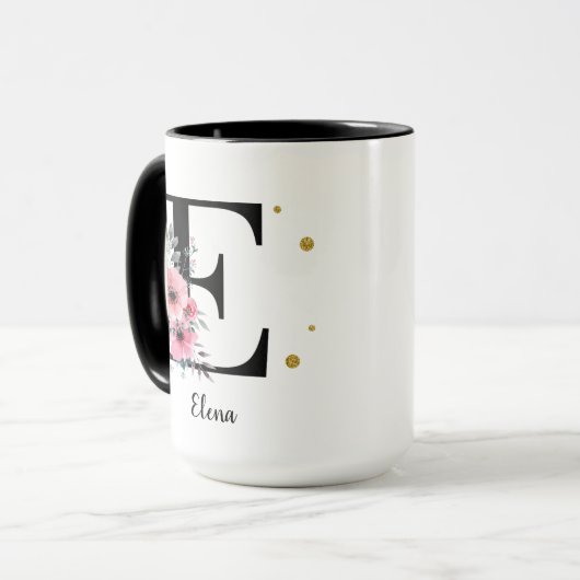 Mug Letras con flores y glitter (Devant gauche)