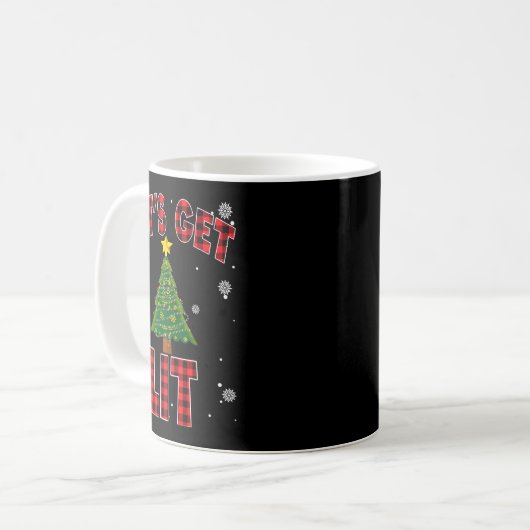 Mug Let's Get Lit Red Buffalo Plaid Christmas Pajama D (Devant gauche)