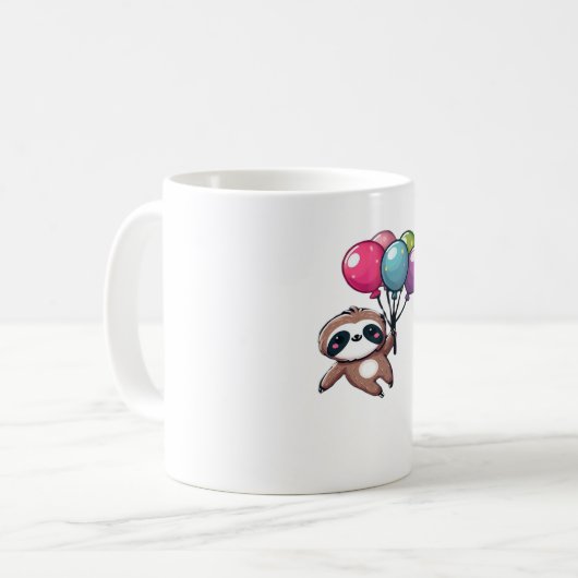 Mug Let's Hang Out It's My Birthday Balloon Sloth , Cu (Devant gauche)