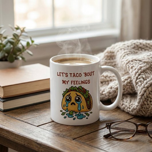 Mug Let's Taco 'Bout My Feelings Funny Crying Taco