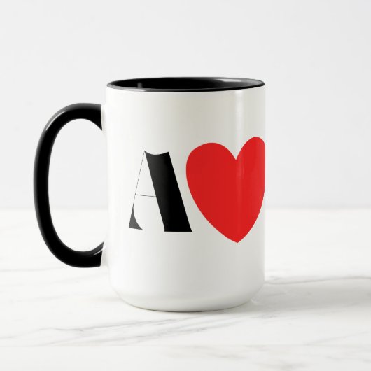 Mug Letter A Heart - Valentine Initial Love Design (Gauche)