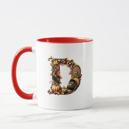 Mug Letter D Thanksgiving style gift  (Gauche)