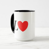 Mug Letter L Heart - Valentine Initial Love Design (Devant gauche)
