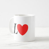 Mug Letter L Heart - Valentine Initial Love Design (Devant gauche)