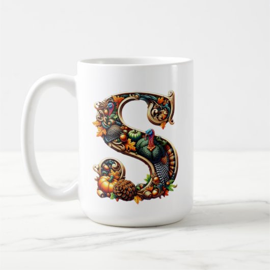 Mug Letter S Thanksgiving turkey style gift  (Gauche)
