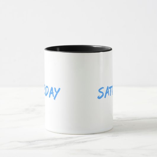 Mug Lettering Design ‘Saturday’ in Sky Blue (Centre)