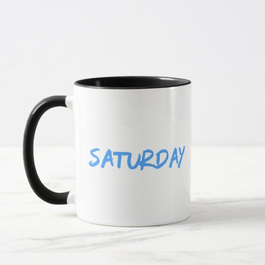 Mug Lettering Design ‘Saturday’ in Sky Blue (Gauche)