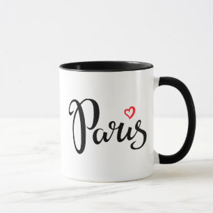 Mug Lettrage de brosse de Paris avec le coeur