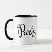 Mug Lettrage de brosse de Paris avec le coeur (Gauche)