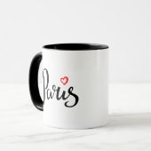 Mug Lettrage de brosse de Paris avec le coeur (Devant gauche)