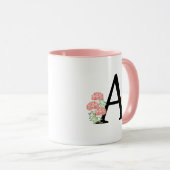 Mug Lettre A Aquarelle Fleurs florales Monogramme (Devant droit)