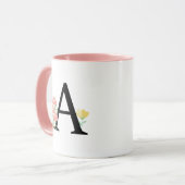 Mug Lettre A Aquarelle Fleurs florales Monogramme (Devant gauche)