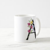 Mug Lettre A avec des fleurs (Devant droit)
