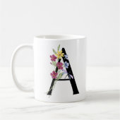 Mug Lettre A avec des fleurs (Gauche)