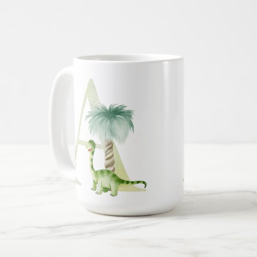 Mug Lettre A avec dinosaure (Devant gauche)