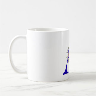 Mug Lettre A bleue avec design floral à l'aquarelle Mo