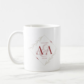 Mug Lettre A et A Stizza & blanc mariage monogramme mu