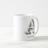 Mug Lettre A Gray Monogramme Nom moderne (Devant droit)