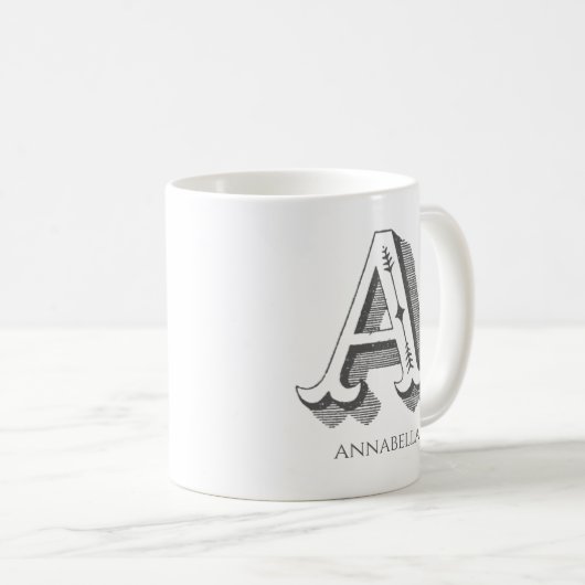 Mug Lettre A Gray Monogramme Nom moderne (Devant droit)