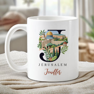 Mug Lettre à monogramme de Jérusalem J Cadeau personna