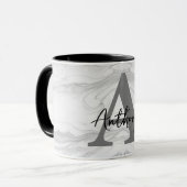 Mug Lettre A Monogramme en Marbre Moderne et Classique (Devant gauche)