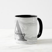 Mug Lettre A Monogramme en Marbre Moderne et Classique (Devant droit)