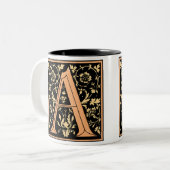 Mug Lettre 'A' Noir et Or Vintage (Devant gauche)