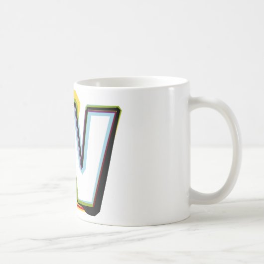 Mug Lettre abstraite et colorée W (Droite)