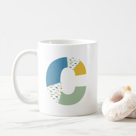 Mug Lettre Abstraite moderne C Monogramme initial (Avec donut)