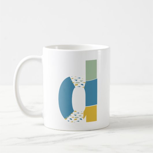 Mug Lettre Abstraite moderne D Monogramme Initiale (Gauche)