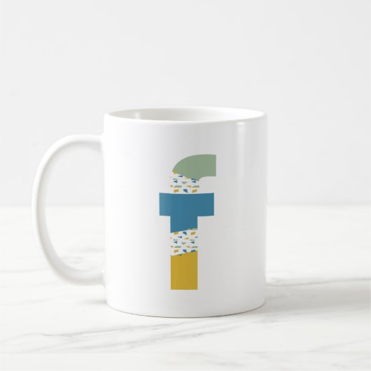 Mug Lettre Abstraite moderne F Monogramme initial (Gauche)
