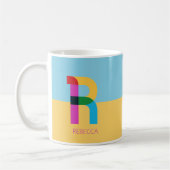 Mug Lettre Alphabet moderne Abstraite colorée R nommée (Gauche)