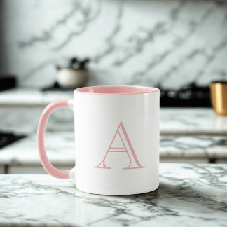 Mug LETTRE Alphabet Rose Classique A MONogramme Café M