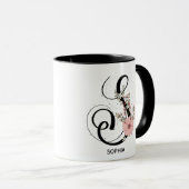Mug Lettre alphabet S Floral Monogramme Flower (Devant droit)