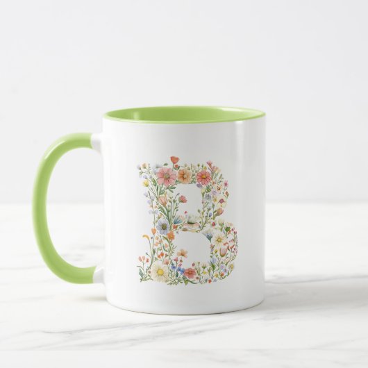 Mug LETTRE Aquarelle Florale B MONO (Gauche)