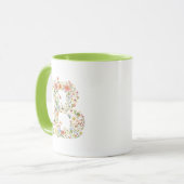 Mug LETTRE Aquarelle Florale B MONO (Devant gauche)