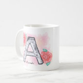 Mug LETTRE AQUATICOLE Florale A (Devant gauche)